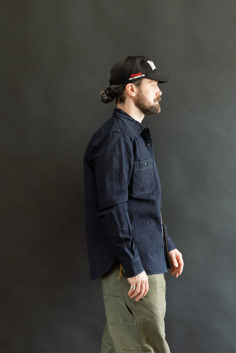 IHSH-443-IND - 7oz Cotton Linen Chambray Work Shirt - Indigo - Image 14