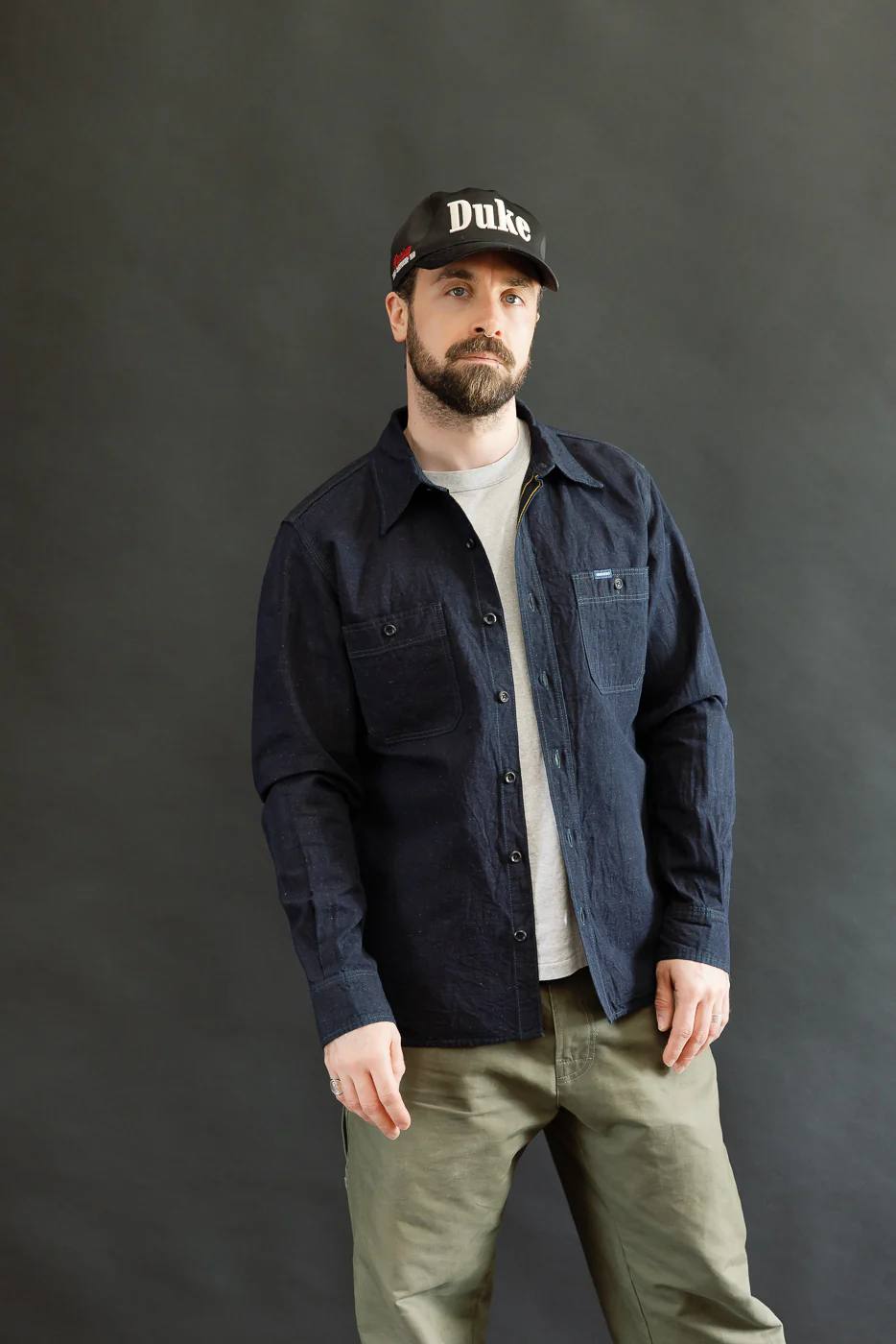 IHSH-443-IND - 7oz Cotton Linen Chambray Work Shirt - Indigo - Image 16
