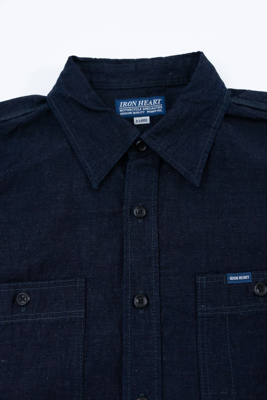 IHSH-443-IND - 7oz Cotton Linen Chambray Work Shirt - Indigo - Image 2