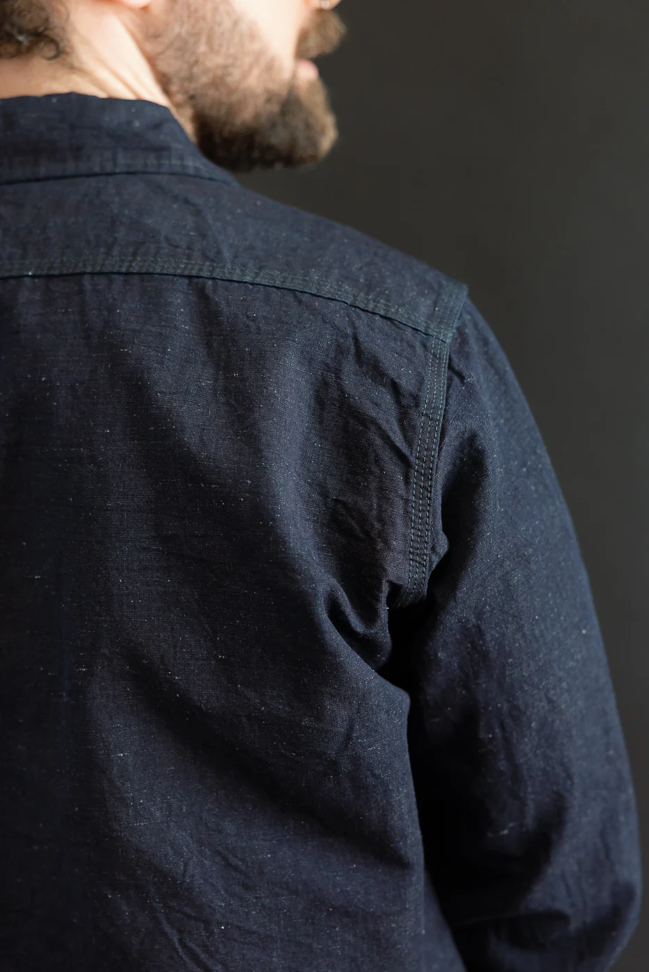 IHSH-443-IND - 7oz Cotton Linen Chambray Work Shirt - Indigo - Image 21