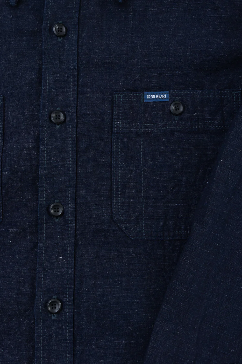 IHSH-443-IND - 7oz Cotton Linen Chambray Work Shirt - Indigo - Image 3