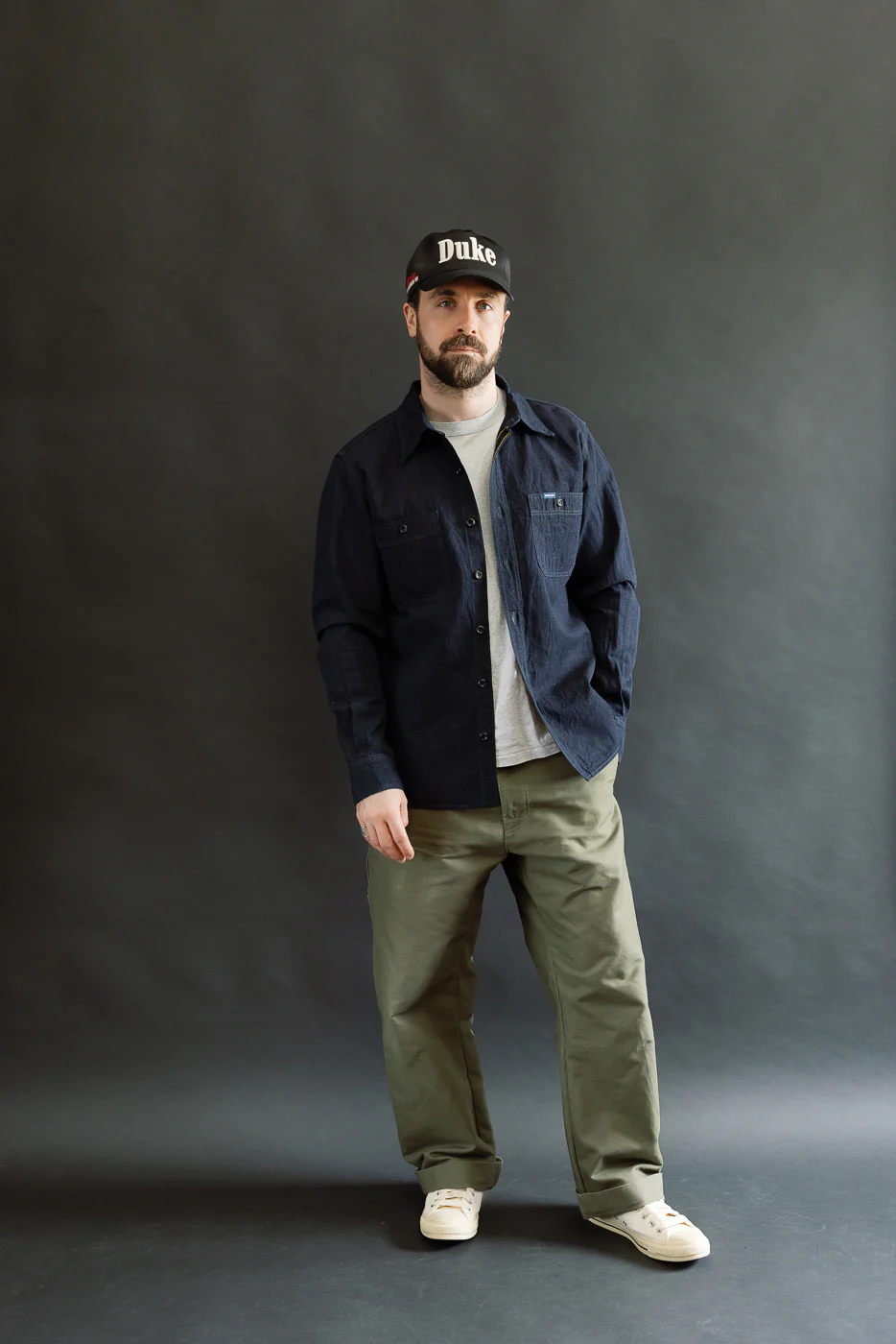 IHSH-443-IND - 7oz Cotton Linen Chambray Work Shirt - Indigo - Image 7