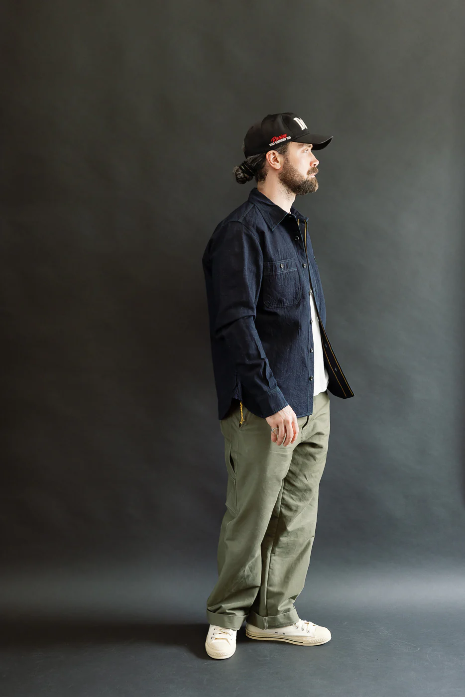 IHSH-443-IND - 7oz Cotton Linen Chambray Work Shirt - Indigo - Image 8