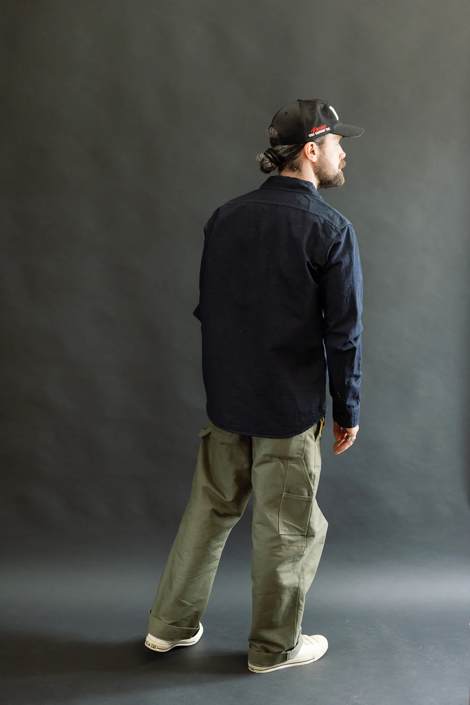 IHSH-443-IND - 7oz Cotton Linen Chambray Work Shirt - Indigo - Image 9
