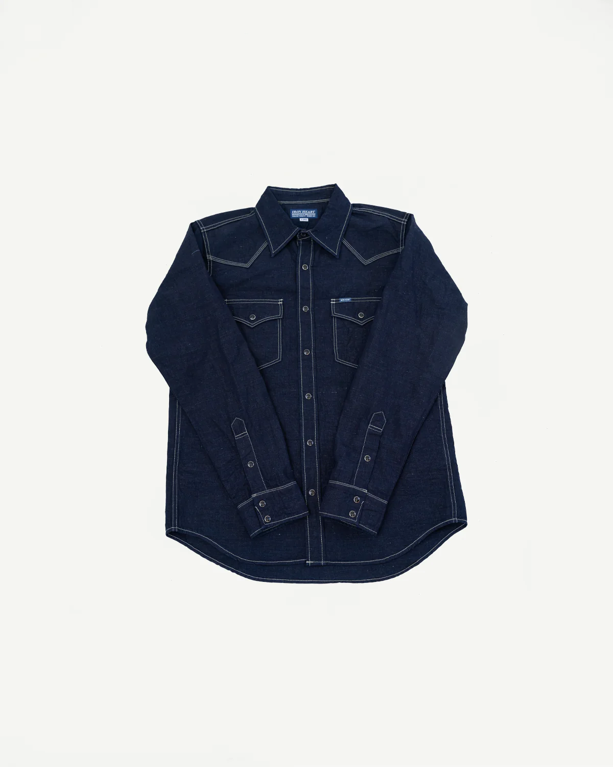 IHSH-444-IND - 7oz Cotton Linen Chambray Western Shirt - Indigo