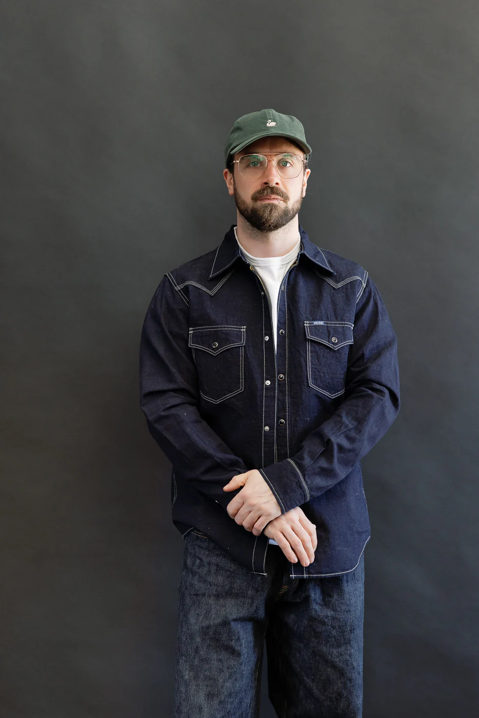 IHSH-444-IND - 7oz Cotton Linen Chambray Western Shirt - Indigo - Image 15