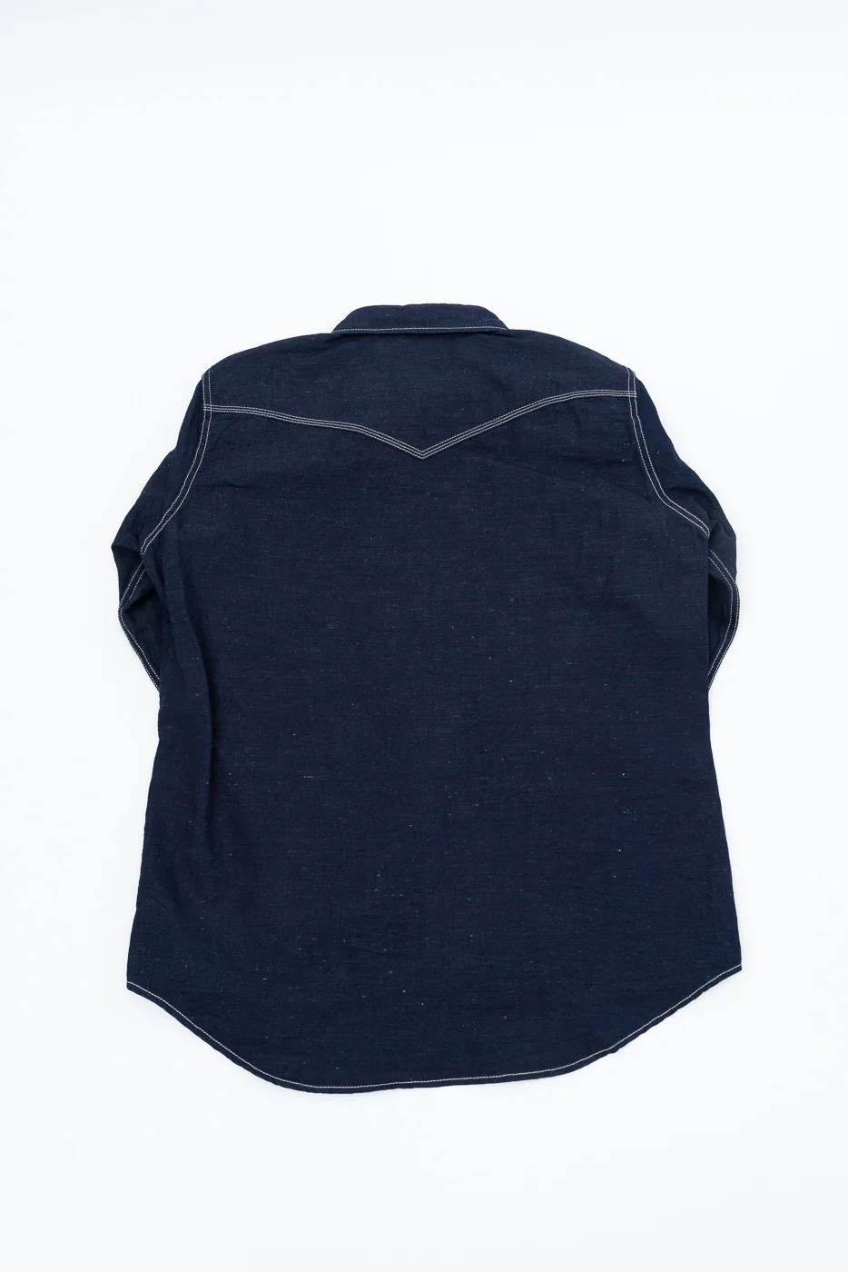 IHSH-444-IND - 7oz Cotton Linen Chambray Western Shirt - Indigo - Image 5