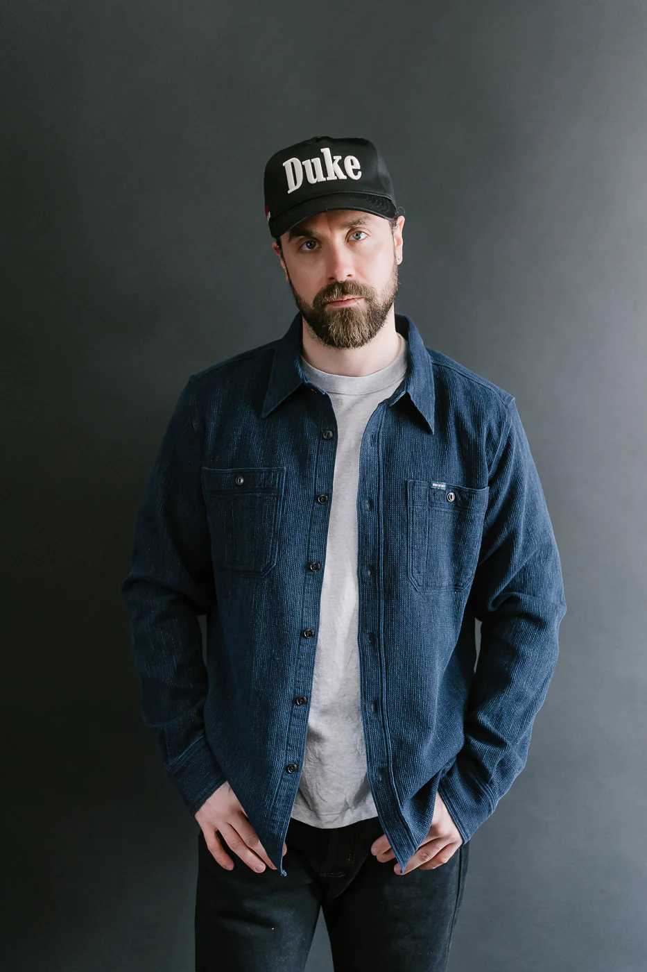IHSH-96-IND - Waffle Work Shirt - Indigo - Image 10