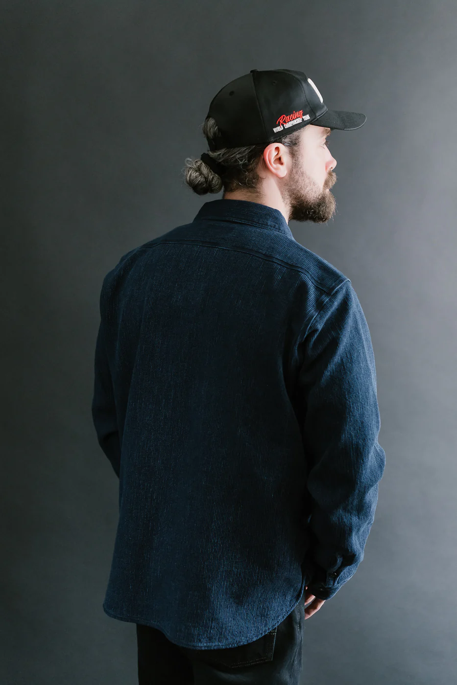 IHSH-96-IND - Waffle Work Shirt - Indigo - Image 12