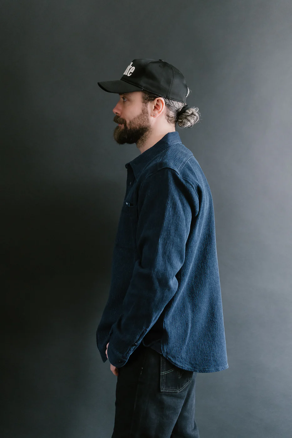 IHSH-96-IND - Waffle Work Shirt - Indigo - Image 14