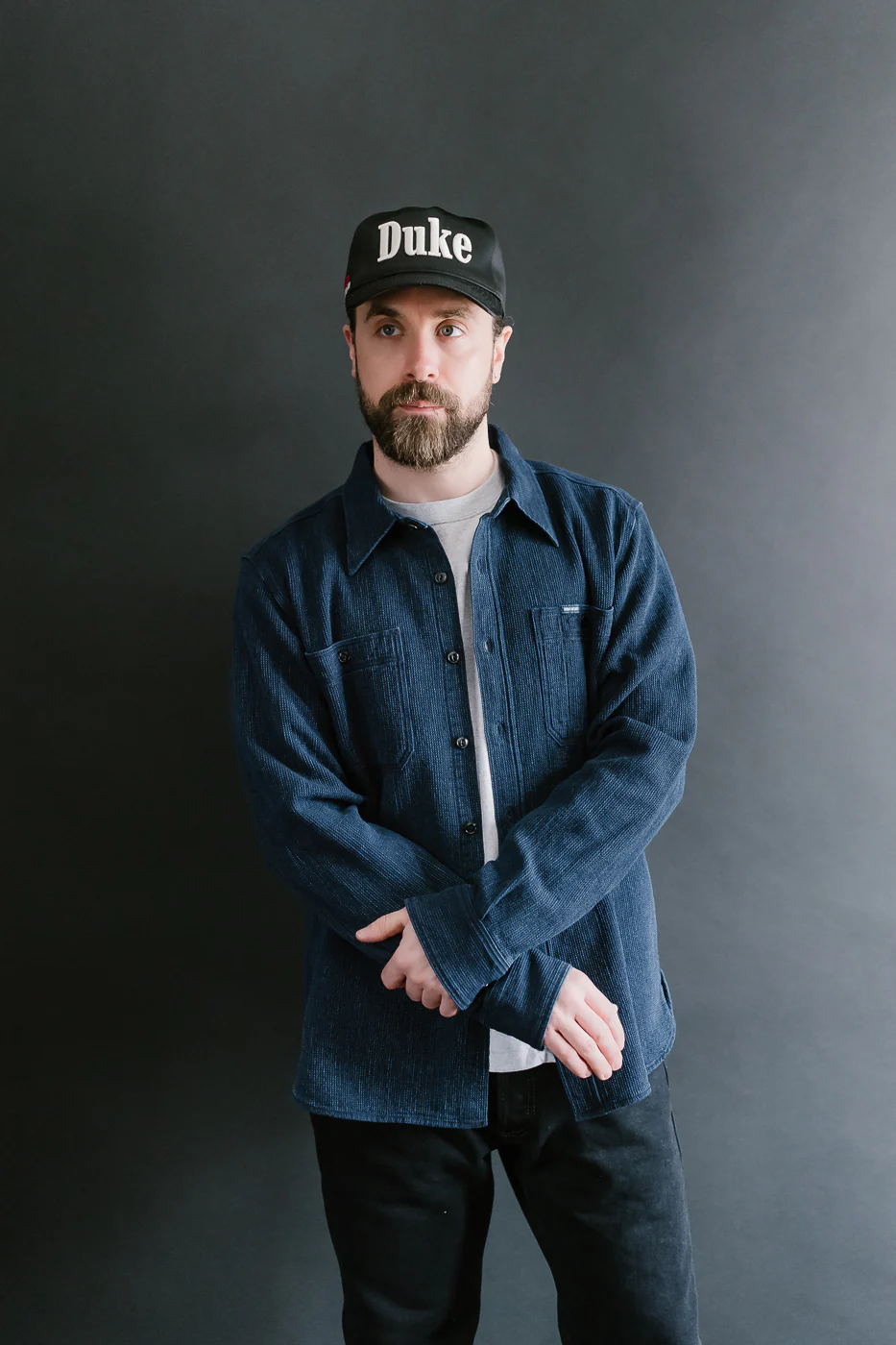 IHSH-96-IND - Waffle Work Shirt - Indigo - Image 16