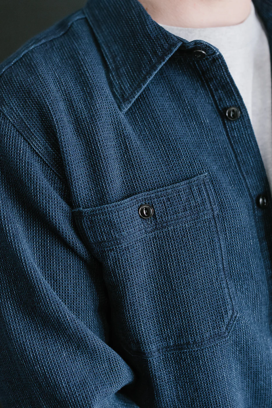 IHSH-96-IND - Waffle Work Shirt - Indigo - Image 21