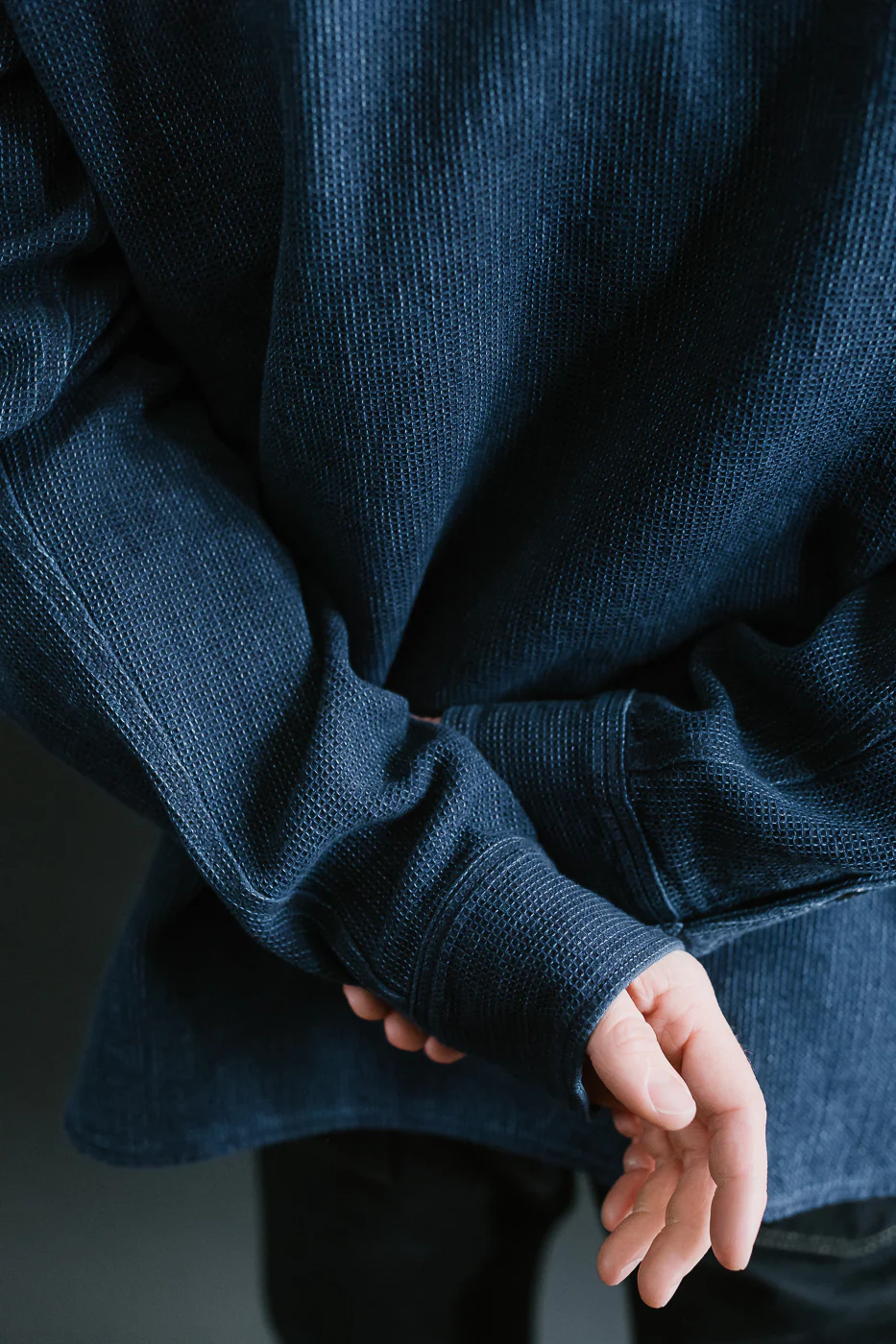IHSH-96-IND - Waffle Work Shirt - Indigo - Image 23
