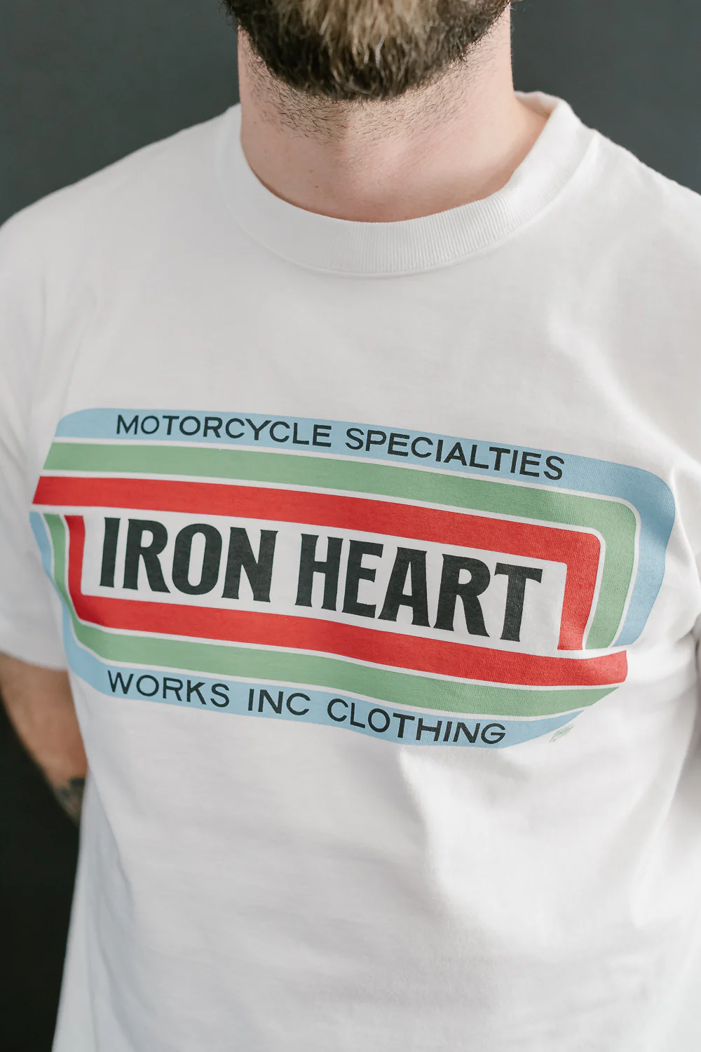 IHT-2405-WHT - 7.5oz Printed Loopwheel Crew Neck T-Shirt - White - Image 17