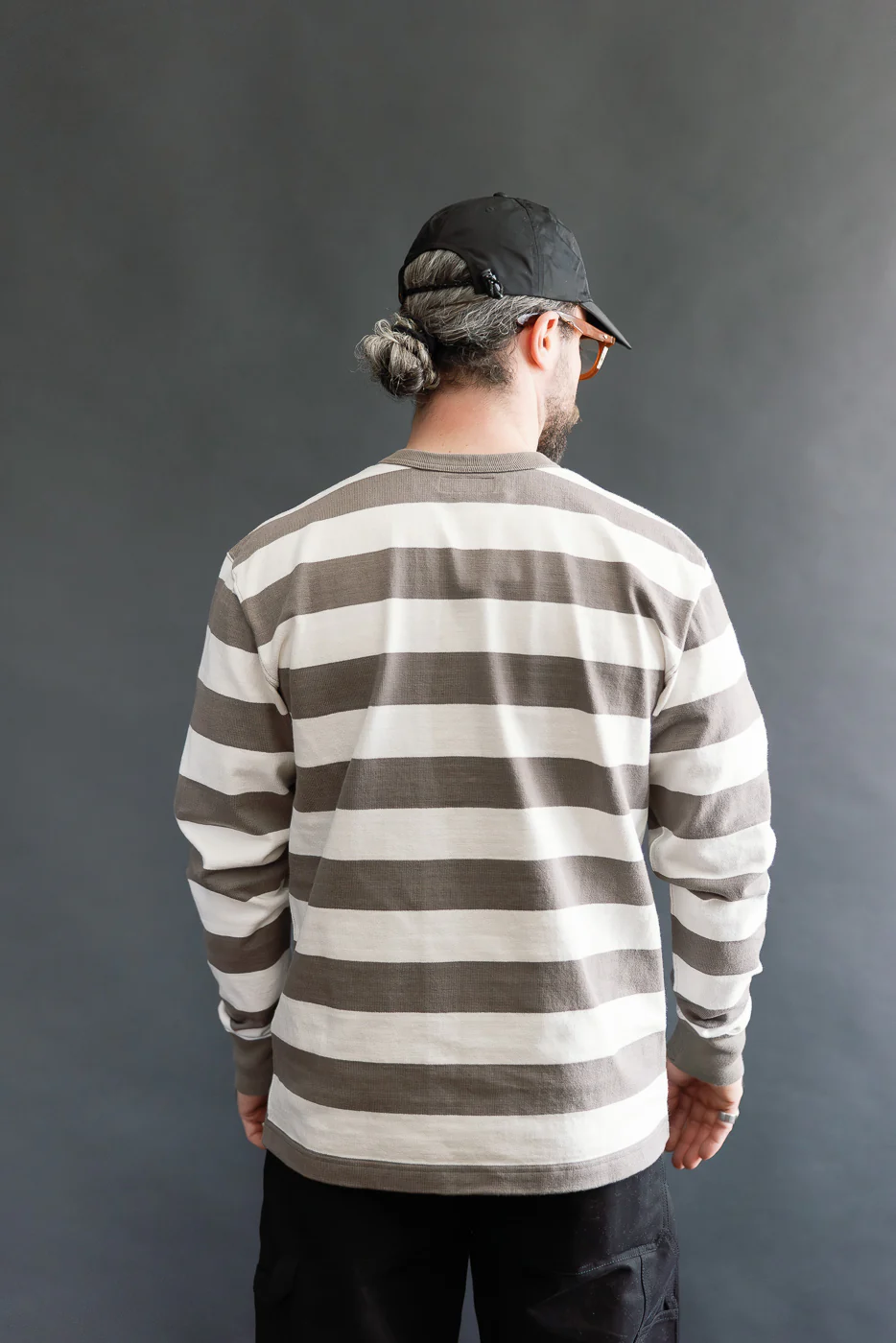 IHTB-01-GRY-WHT - 11oz Cotton Knit Long-Sleeved Sweater - Grey, White - Image 10