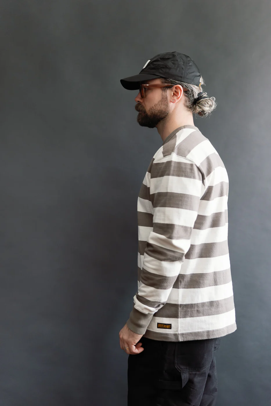 IHTB-01-GRY-WHT - 11oz Cotton Knit Long-Sleeved Sweater - Grey, White - Image 11