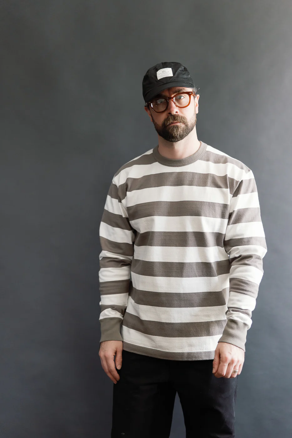 IHTB-01-GRY-WHT - 11oz Cotton Knit Long-Sleeved Sweater - Grey, White - Image 12