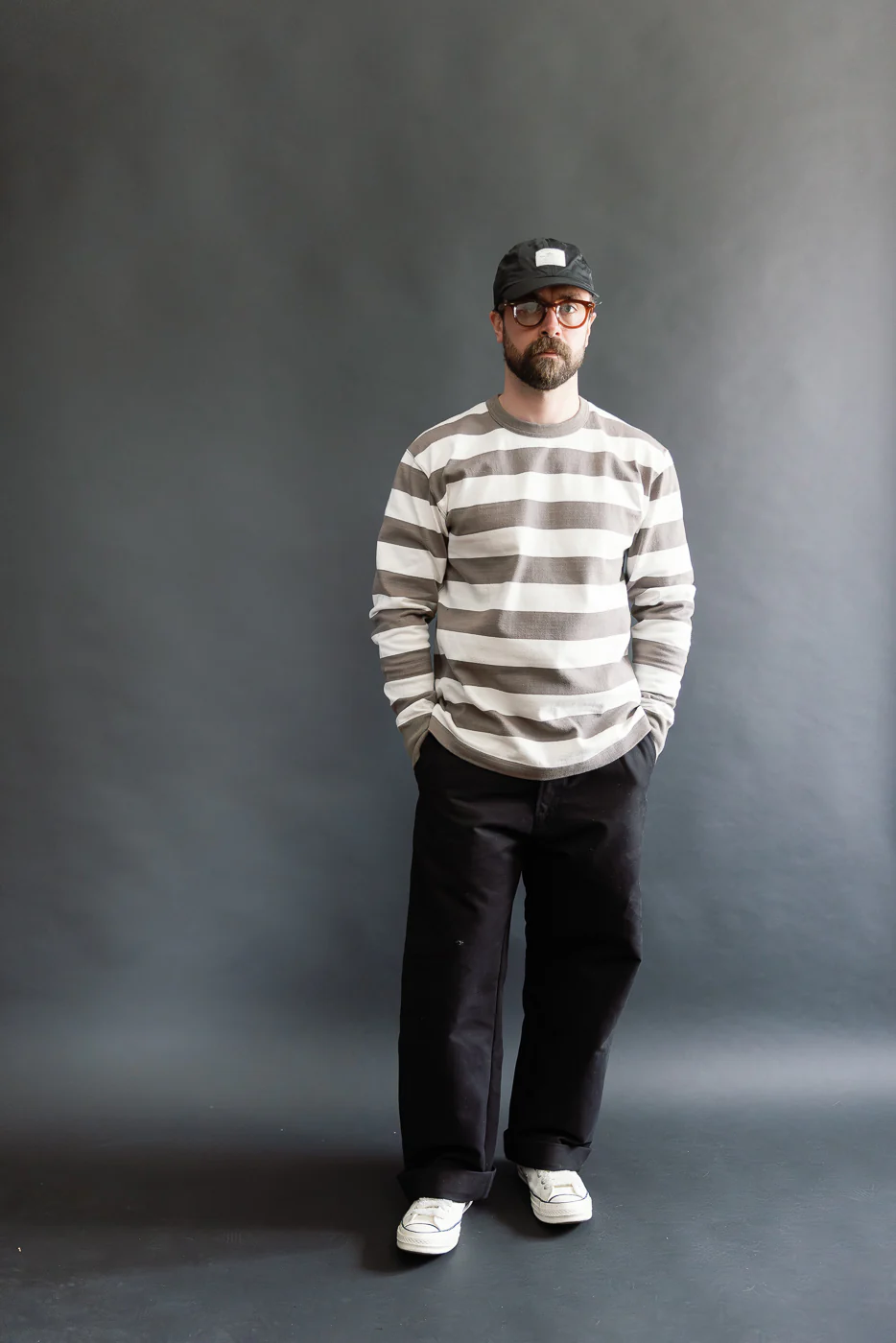 IHTB-01-GRY-WHT - 11oz Cotton Knit Long-Sleeved Sweater - Grey, White - Image 5