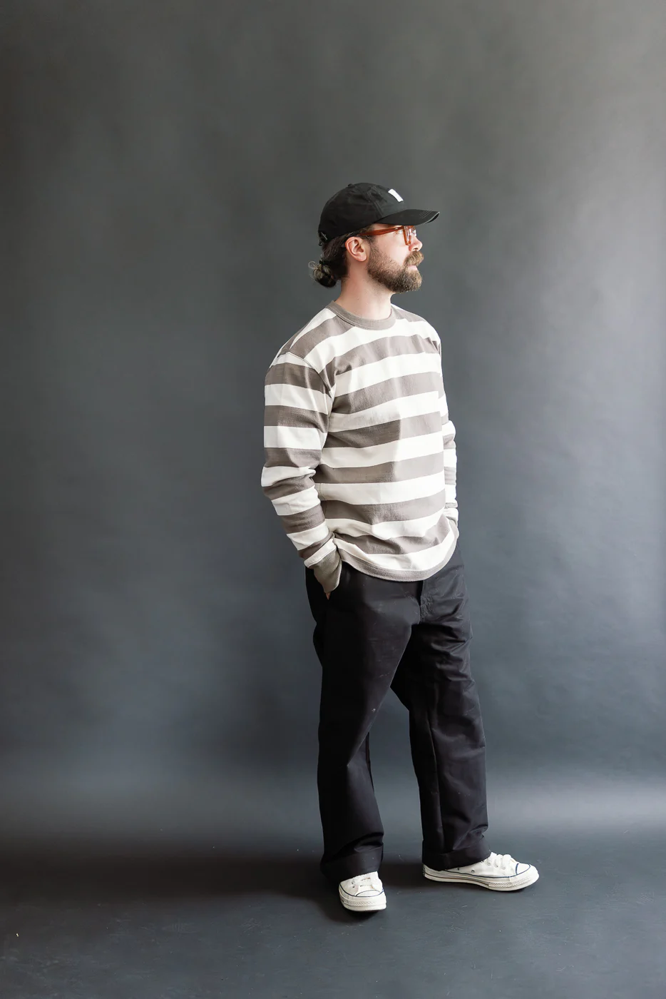 IHTB-01-GRY-WHT - 11oz Cotton Knit Long-Sleeved Sweater - Grey, White - Image 6