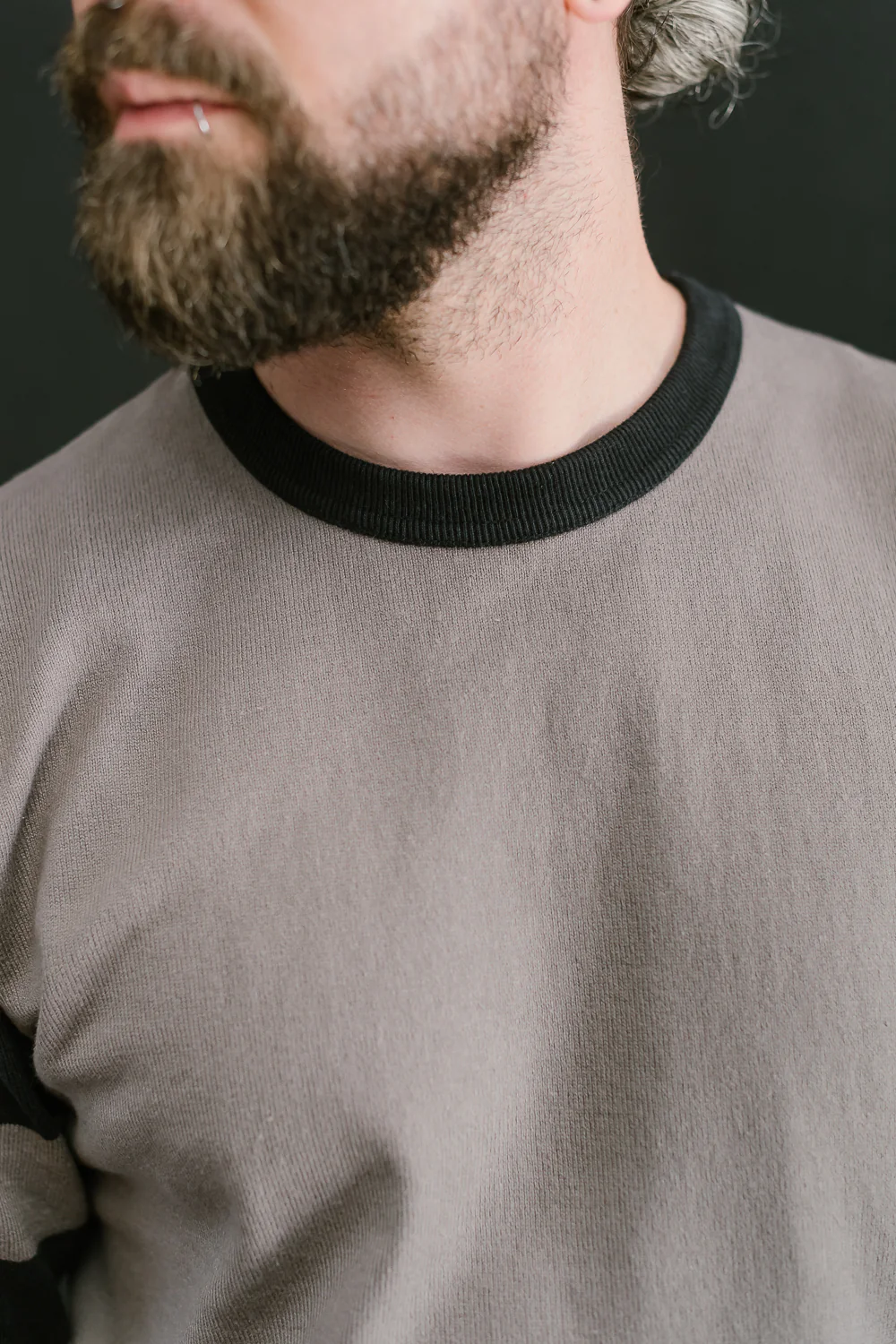 IHTB-12-GRY -  11oz Cotton Knit Long-Sleeved Sweater - Grey Body, Black Stripes - Image 17