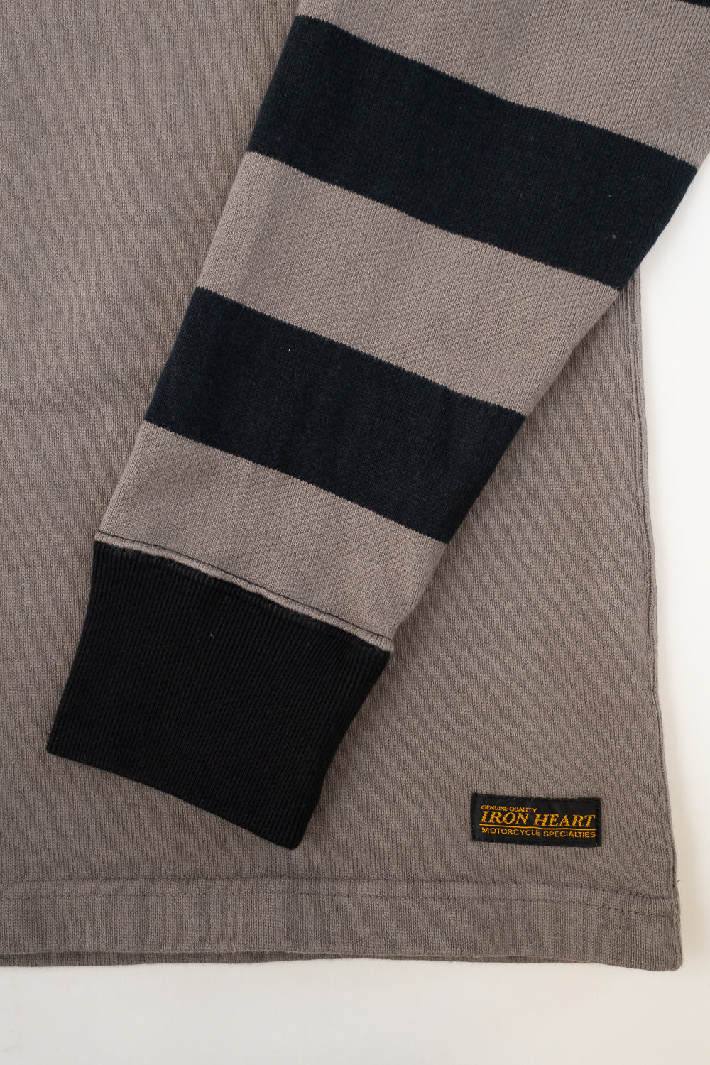 IHTB-12-GRY -  11oz Cotton Knit Long-Sleeved Sweater - Grey Body, Black Stripes - Image 3