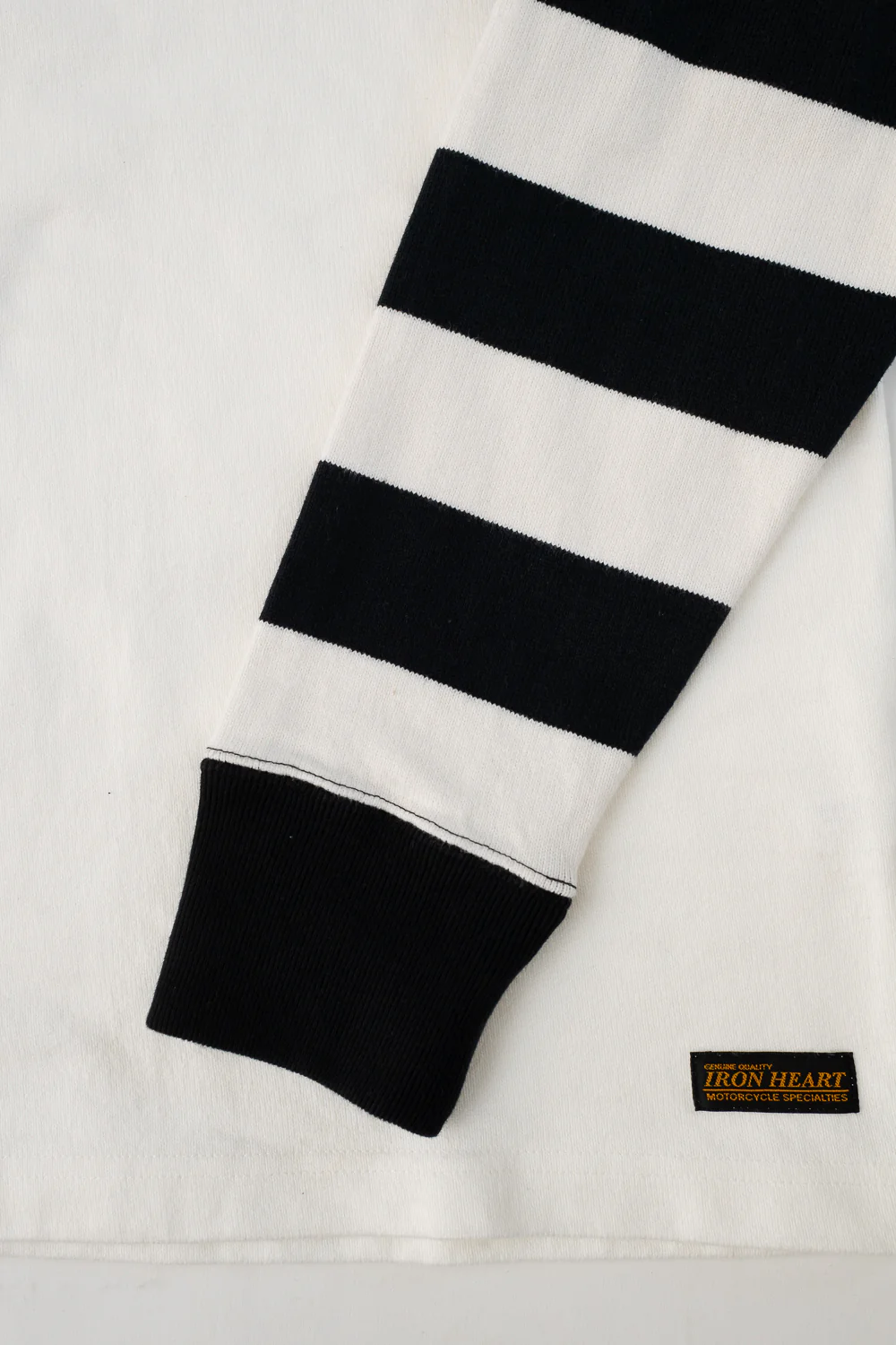 IHTB-12-WHT -  11oz Cotton Knit Long-Sleeved Sweater - White Body, Black Stripes - Image 3
