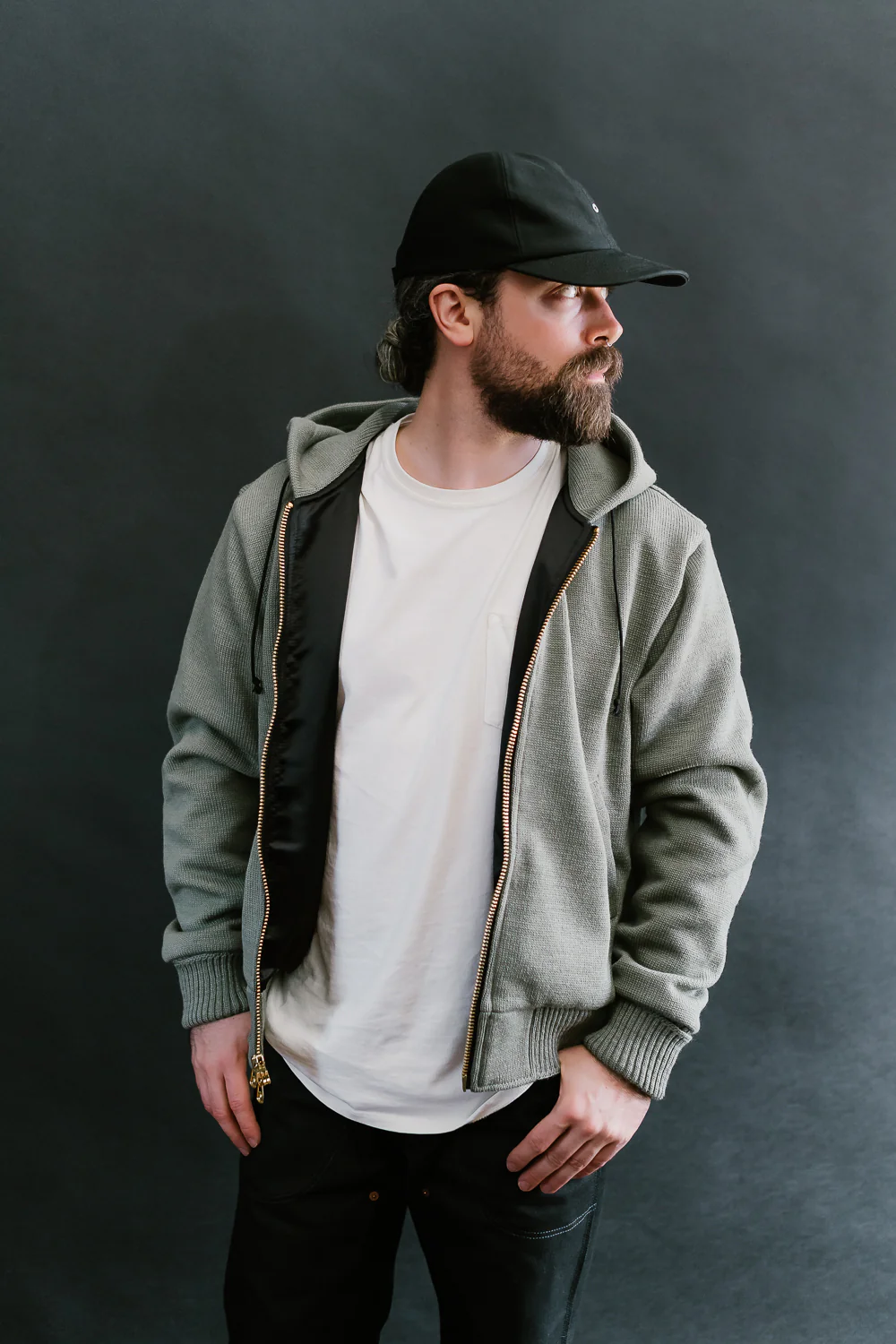 James Dant x Dehen - Full Zip Moto Hoodie - Sage - Image 13