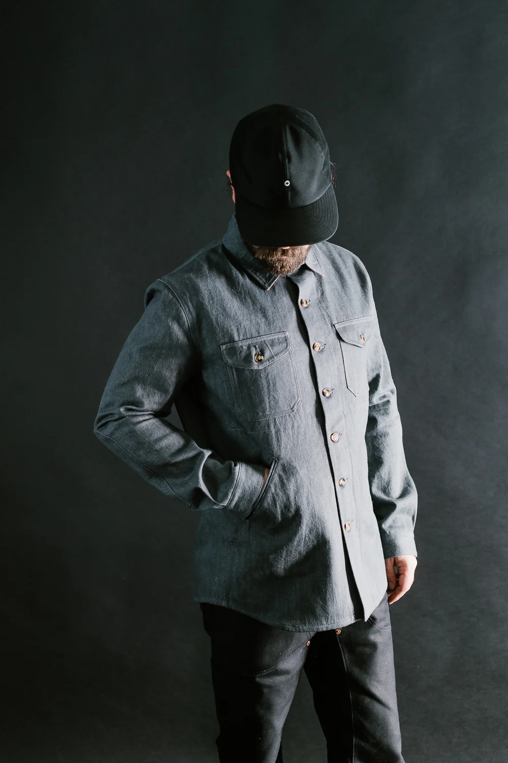 James Dant x Dehen - Selvedge Denim Crissman Overshirt - Pewter - Image 13