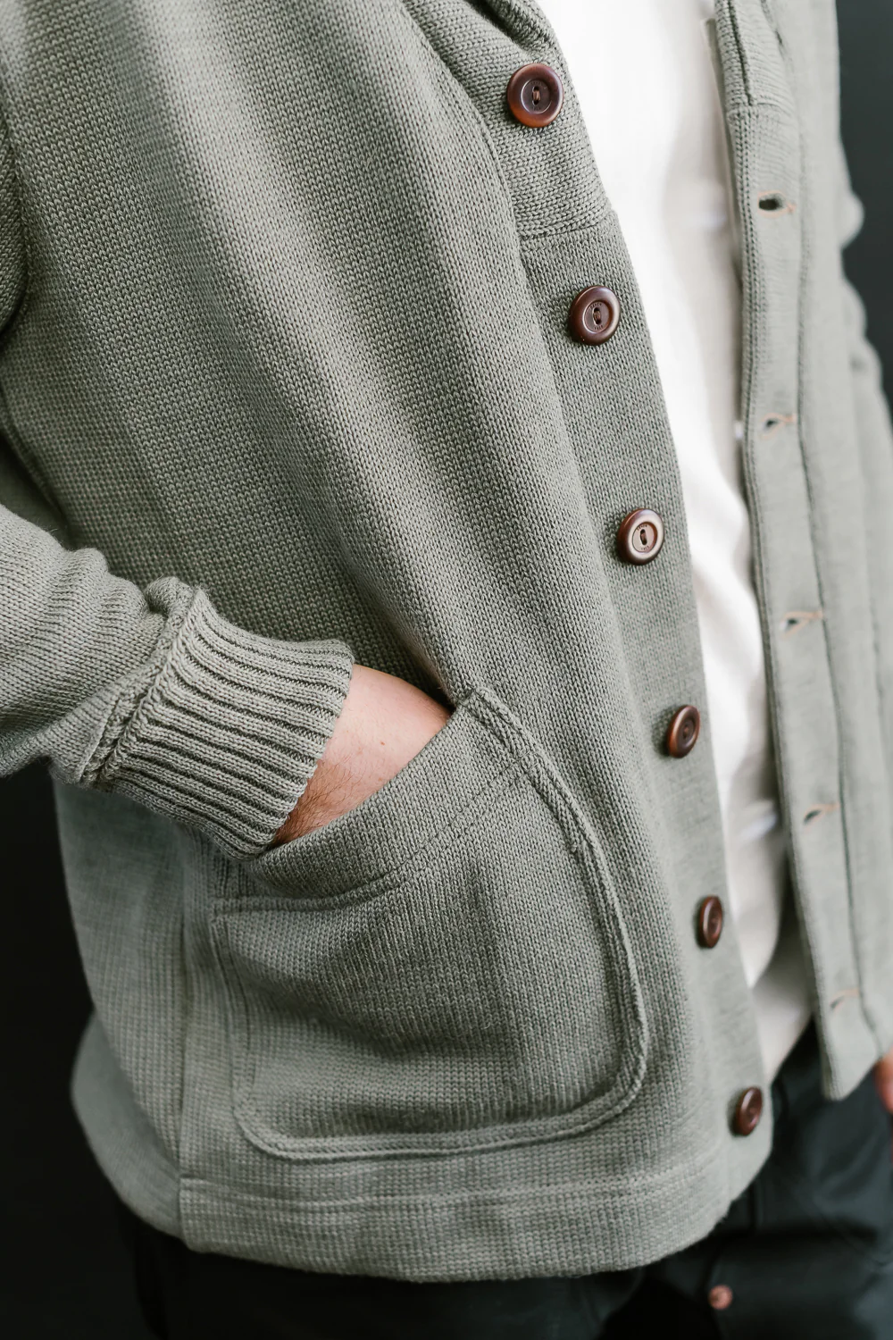 James Dant x Dehen - Shawl Sweater Coat 2.0 - Sage, Field Tan - Image 22