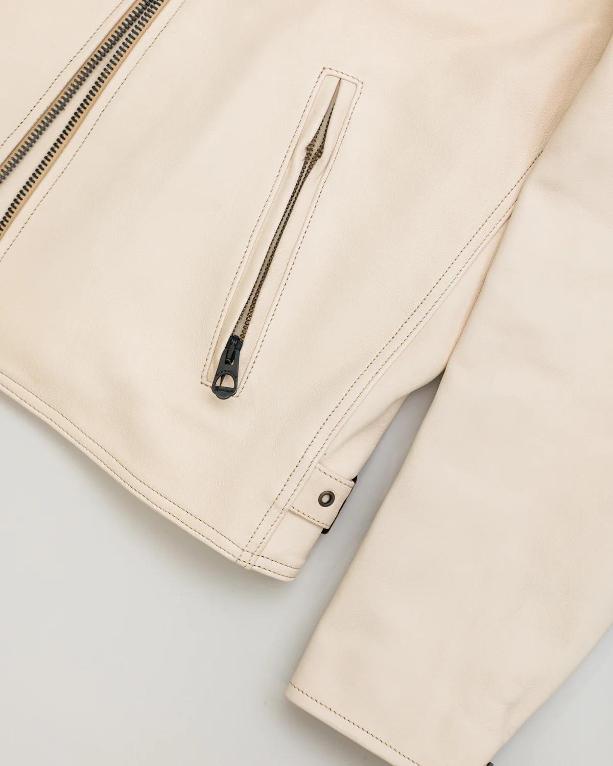 James Dant x Shangri-La - Custom "Yang Café Racer" Leather Jacket - Natural Veg Tan - Image 5