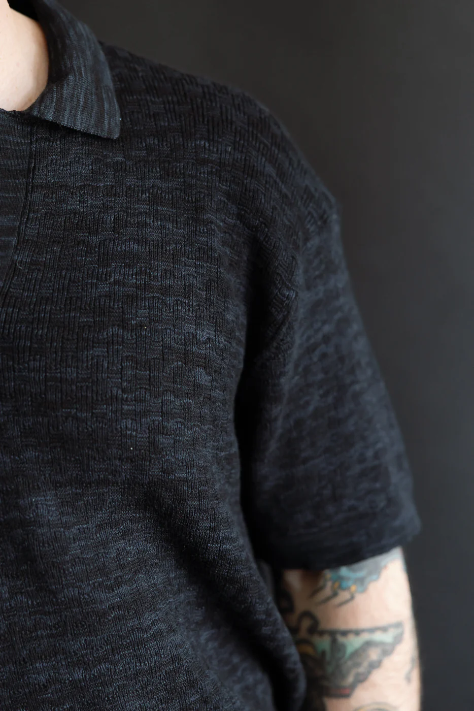 Knit Polo - Vintage Black Boxweave - Image 16