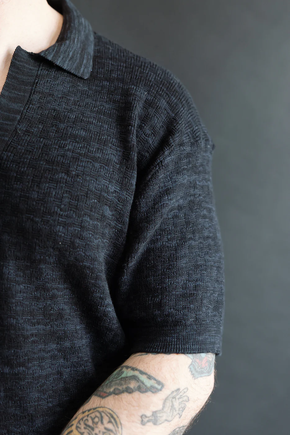 Knit Polo - Vintage Black Boxweave - Image 19