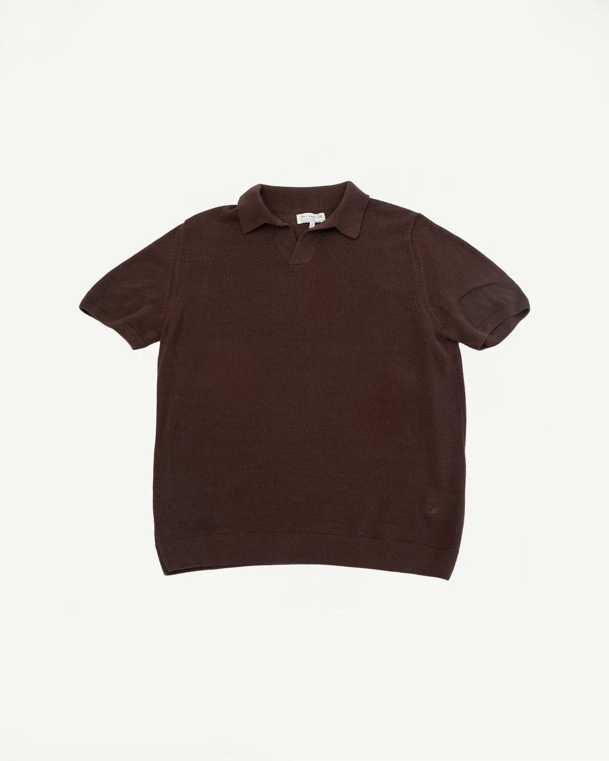 KNITPOLO02.192.7 - Cotton Short Sleeve Polo Shirt, All Plant Based - Chocolate