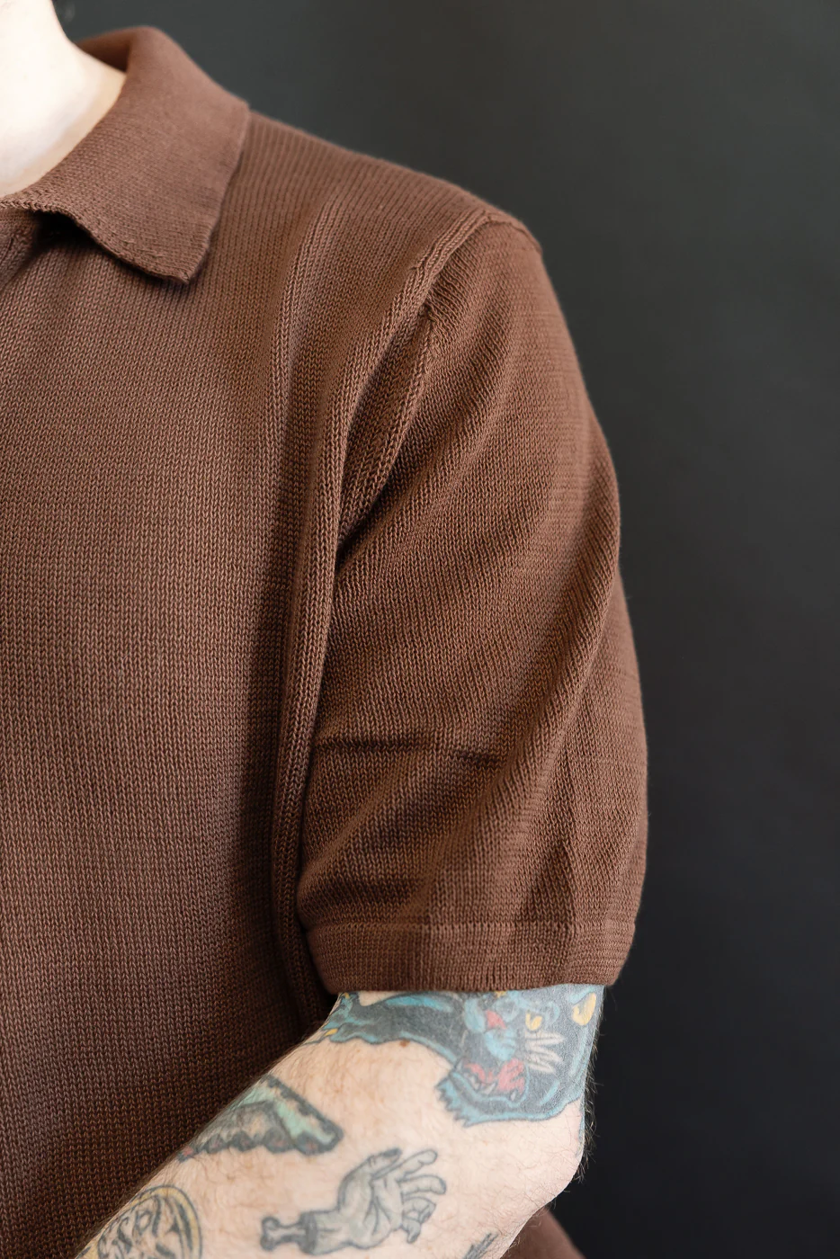 KNITPOLO02.192.7 - Cotton Short Sleeve Polo Shirt, All Plant Based - Chocolate - Image 17
