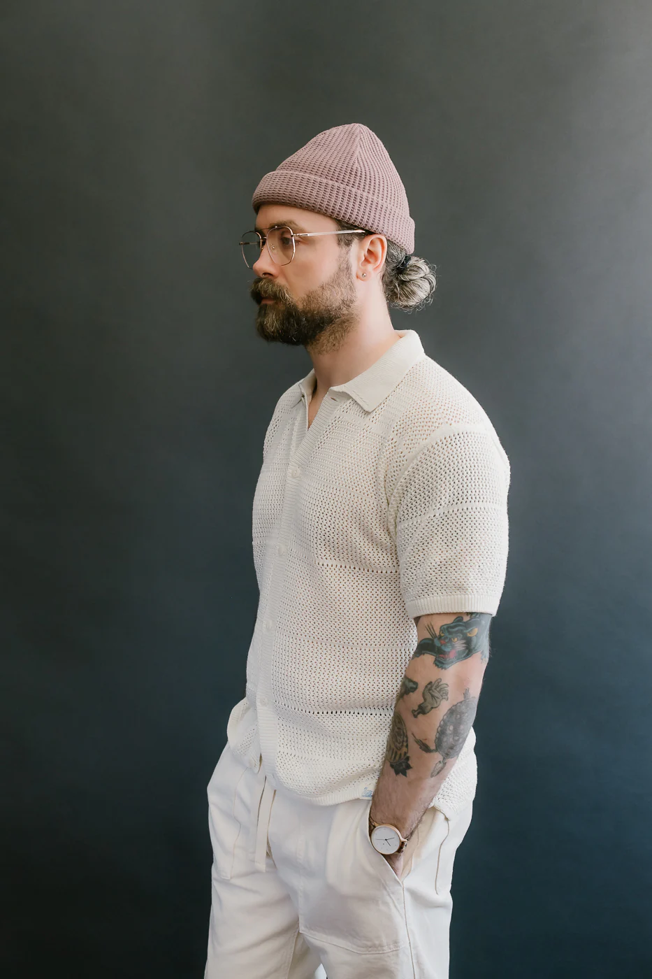 KNITSHIRT01.02 - Organic Cotton Crochet Shirt - Nature - Image 12