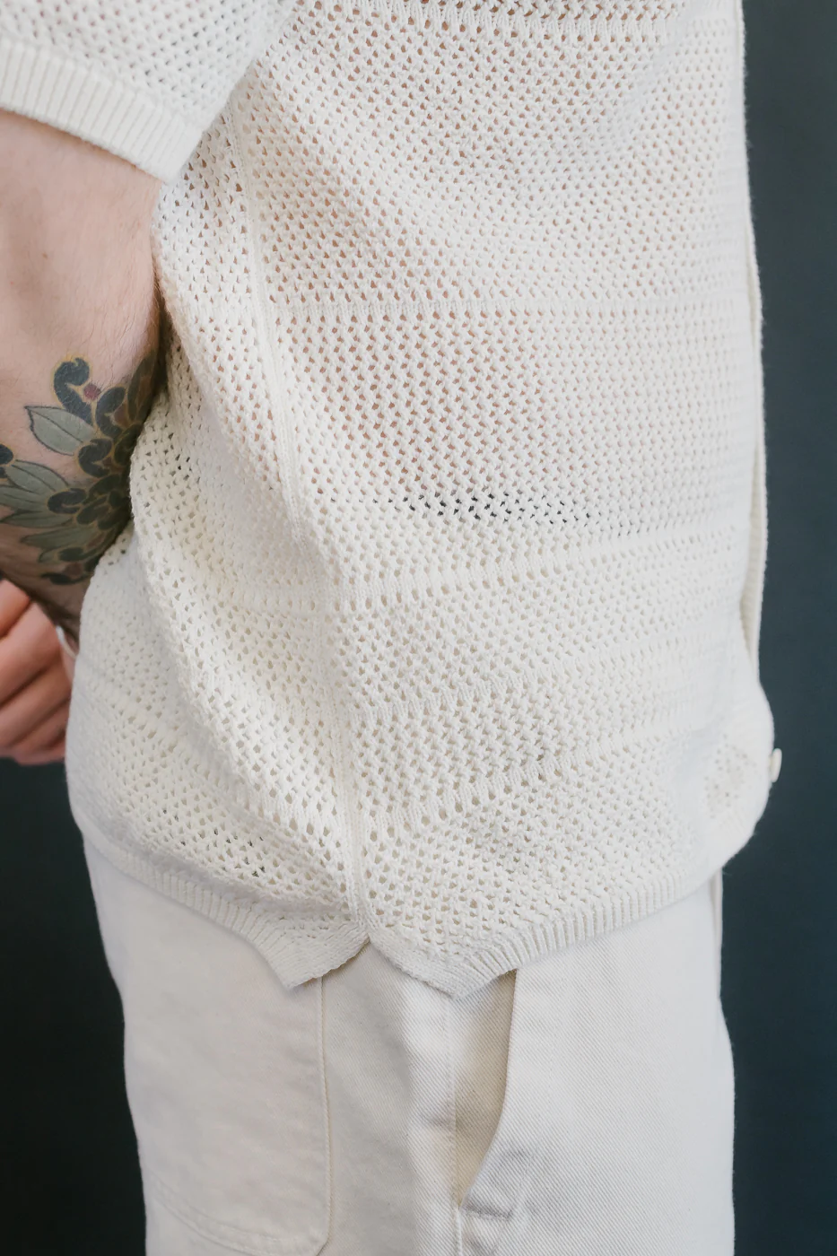 KNITSHIRT01.02 - Organic Cotton Crochet Shirt - Nature - Image 20
