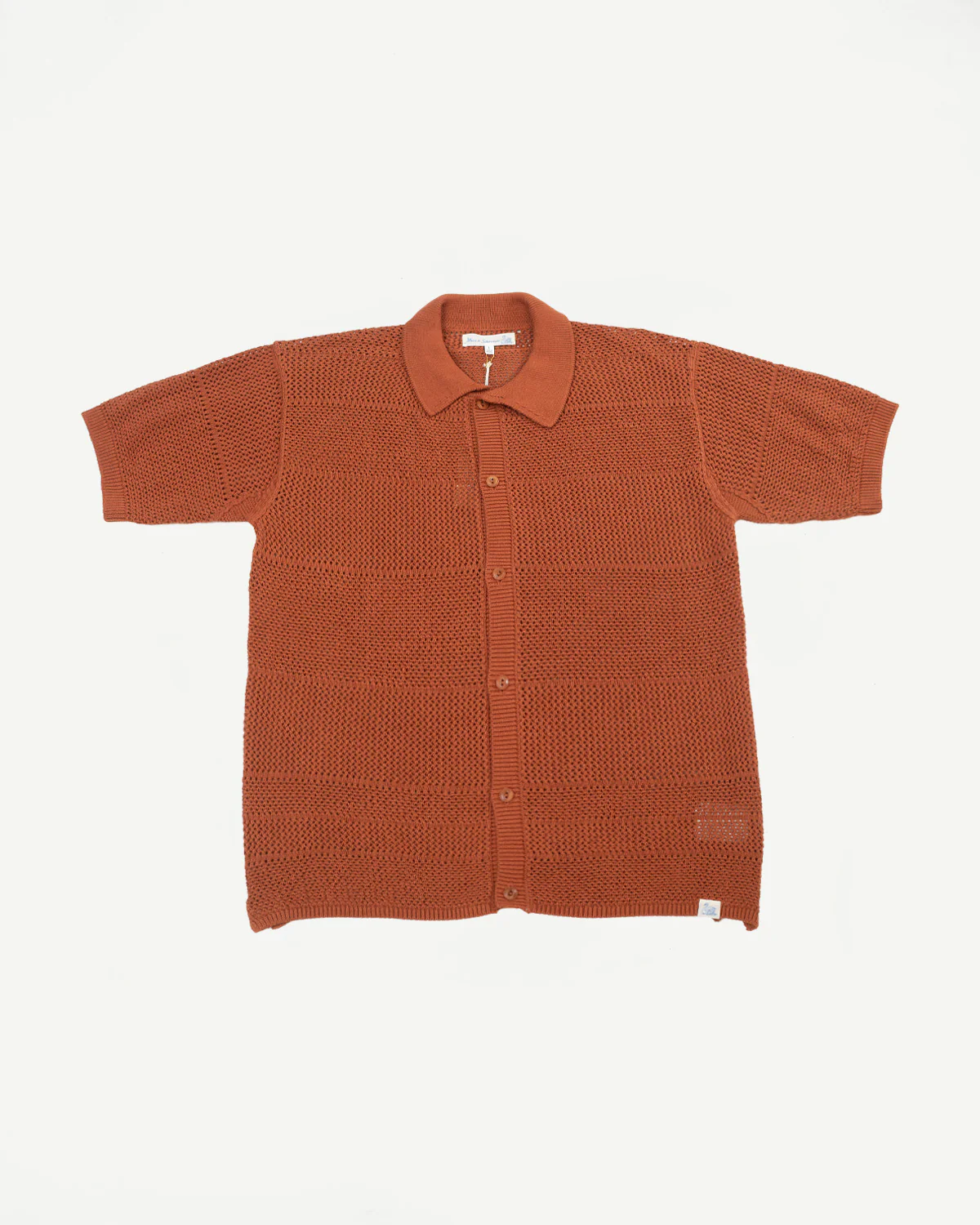KNITSHIRT01.812 - Organic Cotton Crochet Shirt - Caramel