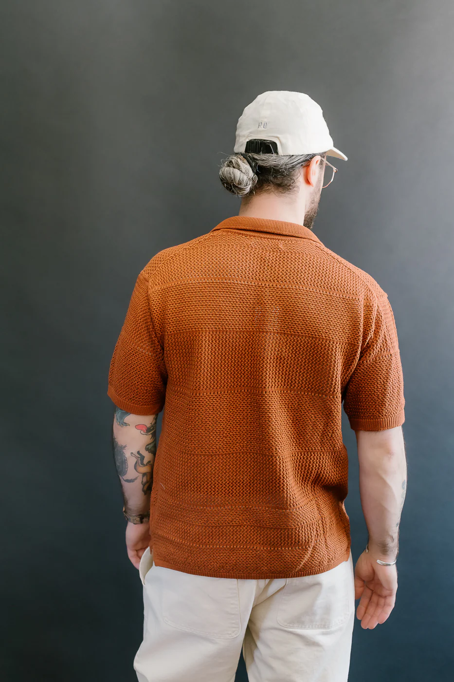 KNITSHIRT01.812 - Organic Cotton Crochet Shirt - Caramel - Image 13
