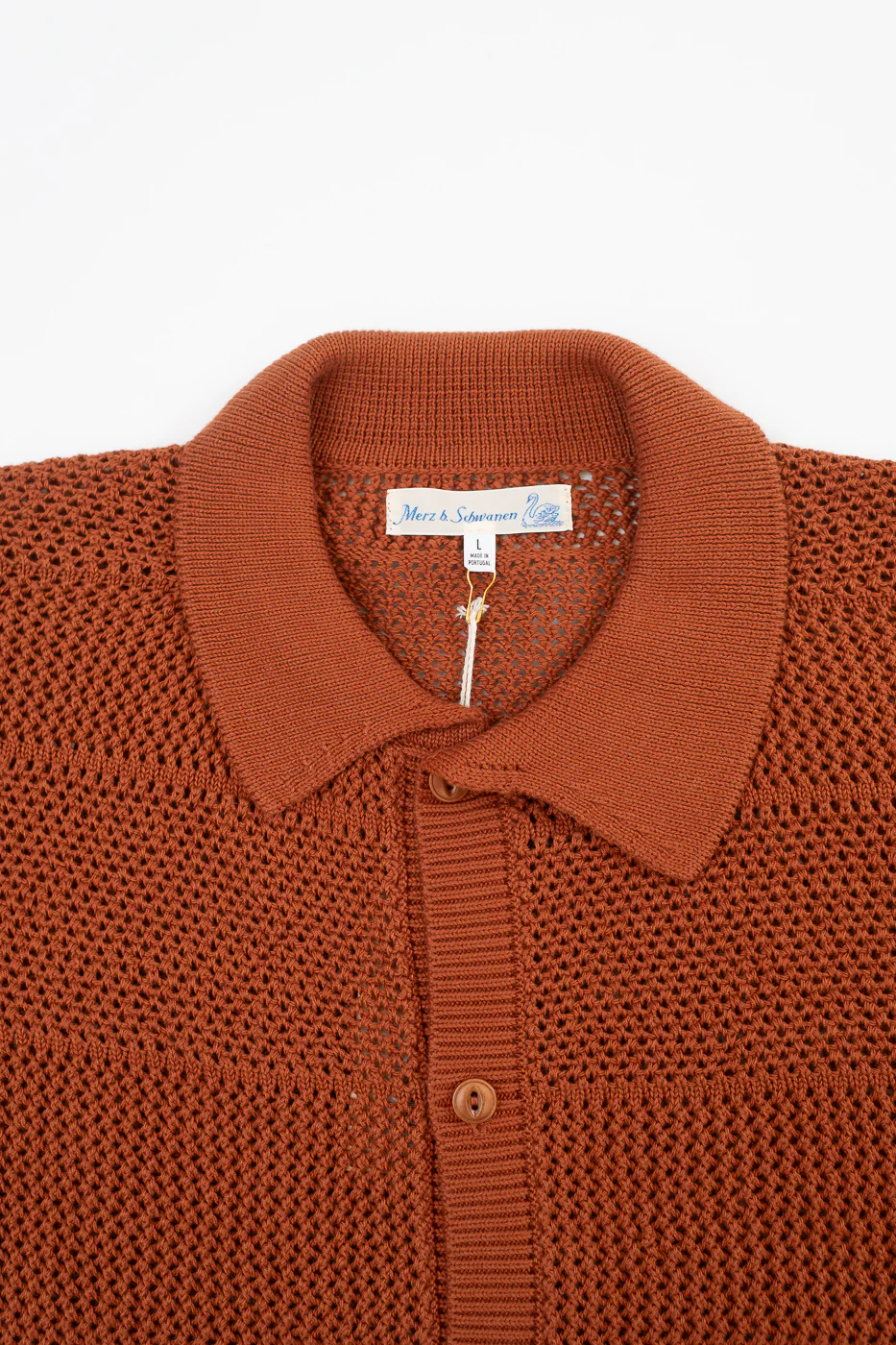 KNITSHIRT01.812 - Organic Cotton Crochet Shirt - Caramel - Image 2
