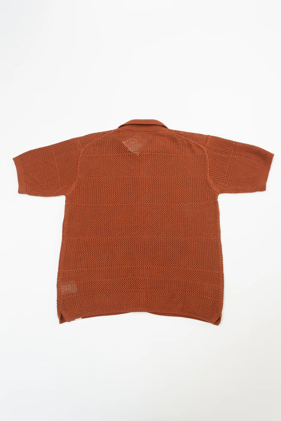 KNITSHIRT01.812 - Organic Cotton Crochet Shirt - Caramel - Image 5
