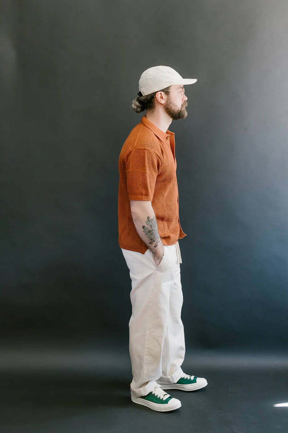 KNITSHIRT01.812 - Organic Cotton Crochet Shirt - Caramel - Image 8