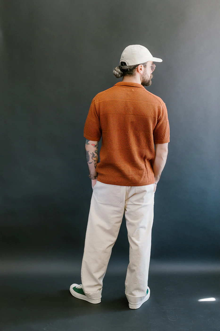 KNITSHIRT01.812 - Organic Cotton Crochet Shirt - Caramel - Image 9