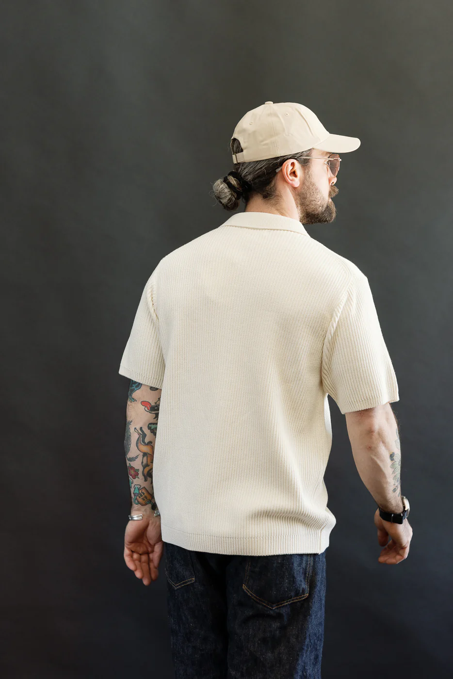 KNITSHIRT03.02 - Ribbed Cotton Knit Short Sleeve Shirt - Nature - Image 13