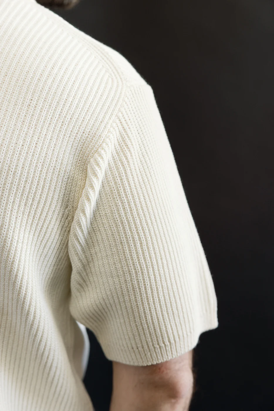 KNITSHIRT03.02 - Ribbed Cotton Knit Short Sleeve Shirt - Nature - Image 20