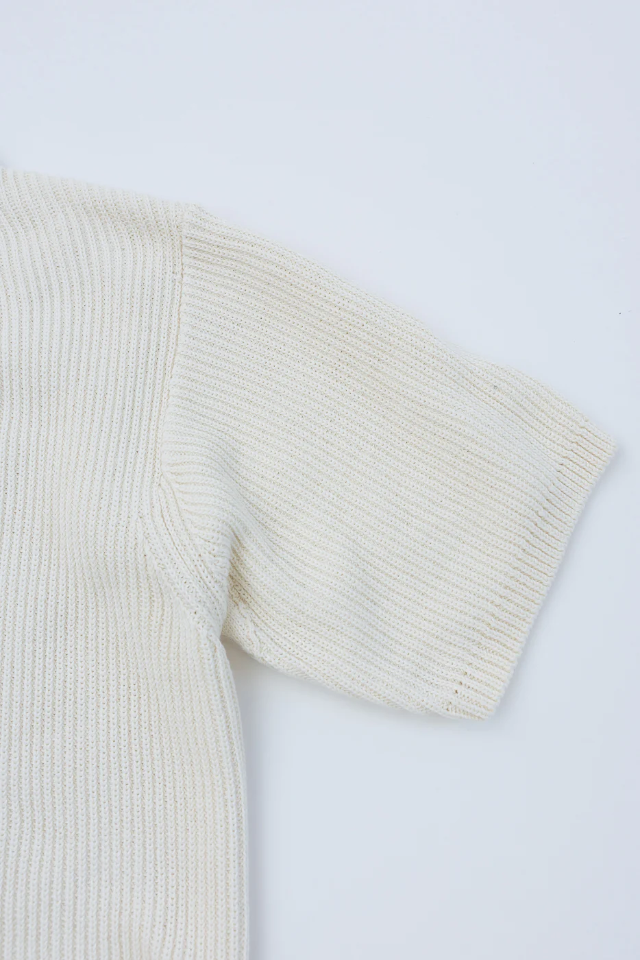 KNITSHIRT03.02 - Ribbed Cotton Knit Short Sleeve Shirt - Nature - Image 3