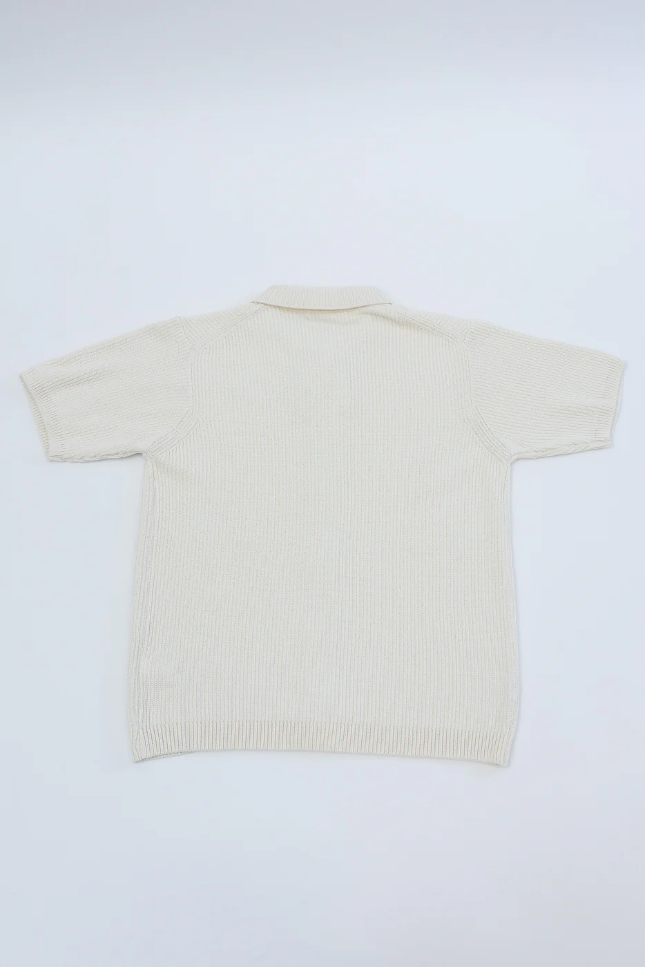 KNITSHIRT03.02 - Ribbed Cotton Knit Short Sleeve Shirt - Nature - Image 5