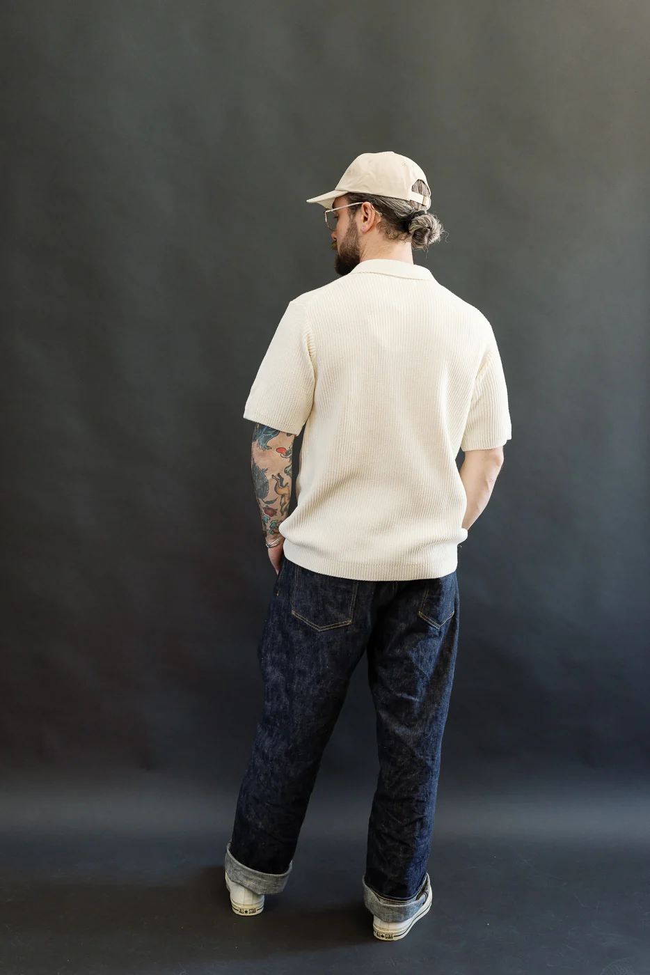 KNITSHIRT03.02 - Ribbed Cotton Knit Short Sleeve Shirt - Nature - Image 9