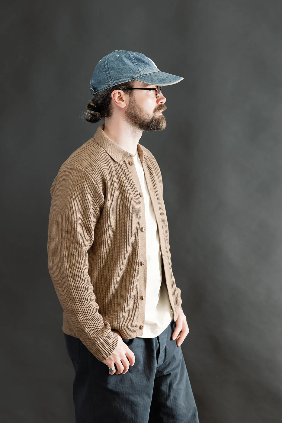 KNITSHIRT05.06 - Ribbed Cotton Long Sleeve Shirt - Grain - Image 10