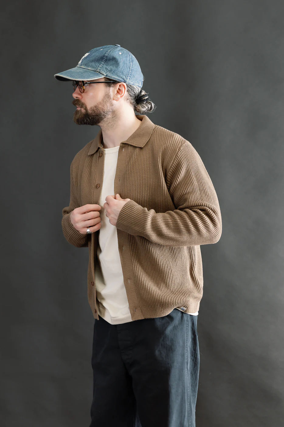 KNITSHIRT05.06 - Ribbed Cotton Long Sleeve Shirt - Grain - Image 13