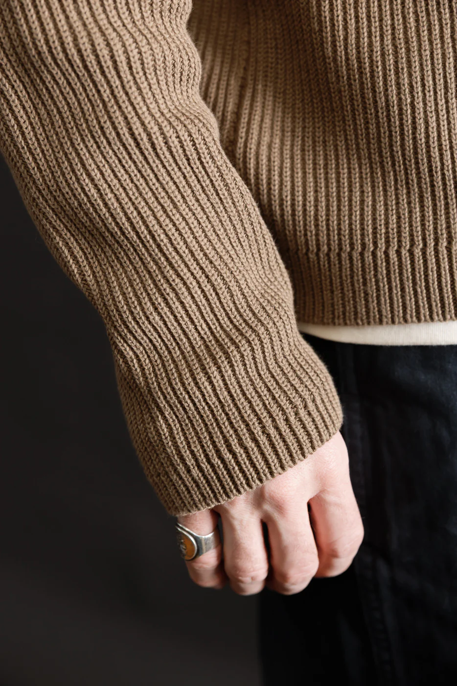 KNITSHIRT05.06 - Ribbed Cotton Long Sleeve Shirt - Grain - Image 20
